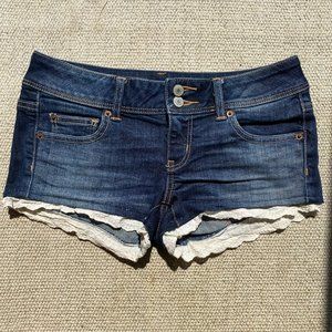 AE American Eagle Denim Shorts with Embroidered Cotton Trim